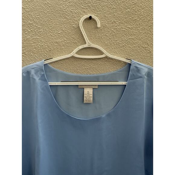 Drapers & Damons Womens Blouse Size XL Blue Short Sleeve Lined - Picture 3 of 12